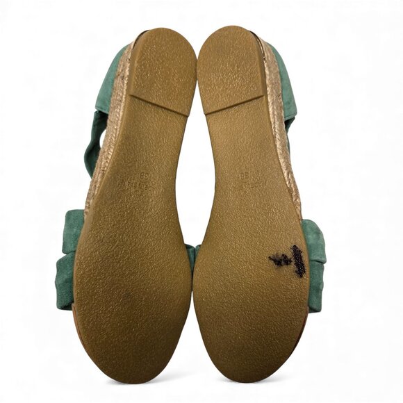 Pinaz Emerald Green Strappy Espadrille Suede Micro Wedge Sandals 7 - Picture 7 of 8